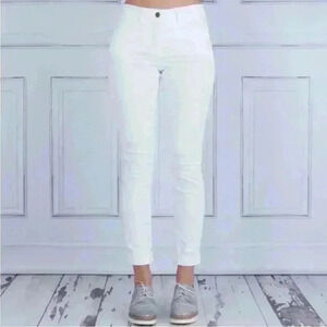 Luisa Cerano Soft Raw Hem Skinny Jeans White Size 8